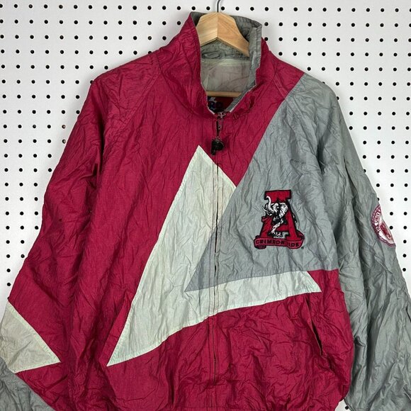 Alabama Crimson Tide Windbreaker Jacket Large 90s Pro Player Warm‎ Up Stitched - Picture 1 of 8